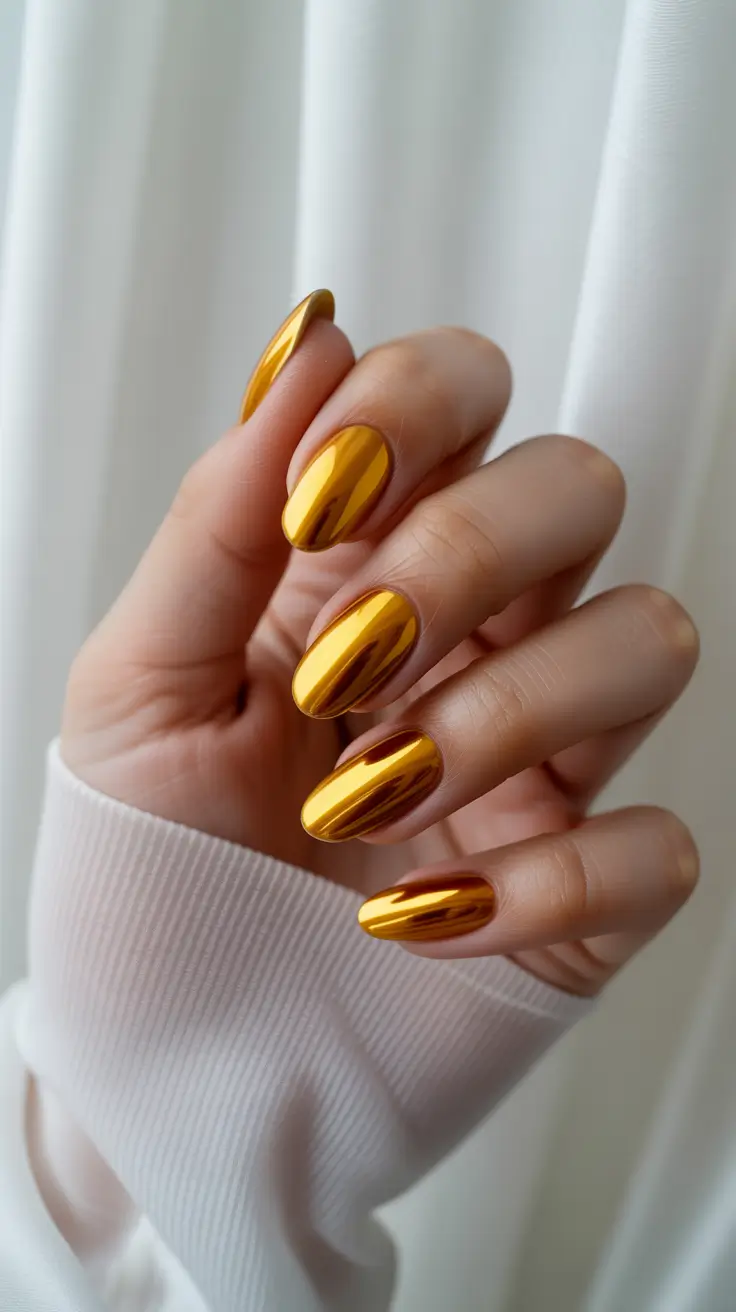 Festive Nail Designs Christmas 2025 Golden Reflection