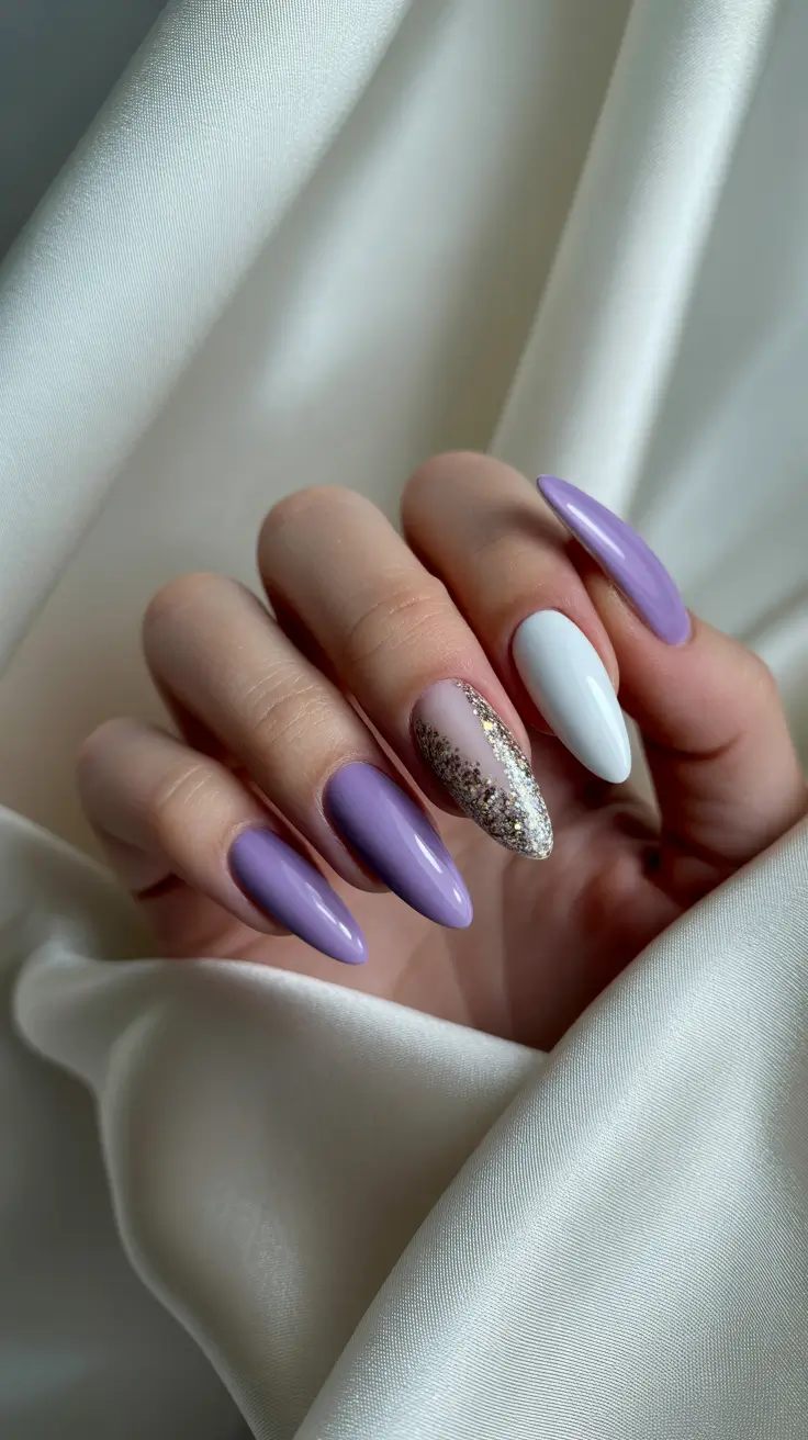 Festive Nail Designs Christmas 2025 Lilac Starlight
