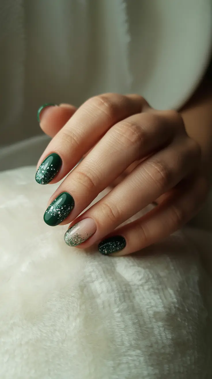 Festive Nail Designs Christmas 2025 Evergreen Sparkle