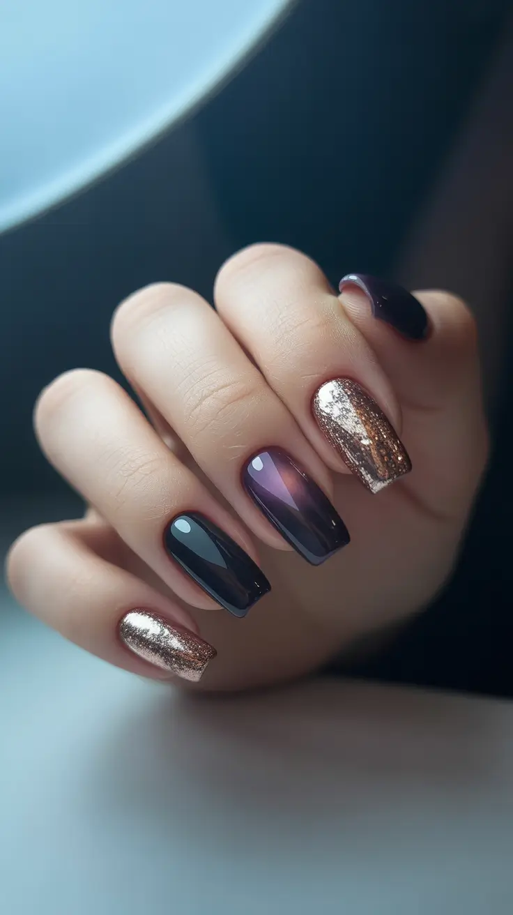 Festive Nail Designs Christmas 2025 Midnight Luxe