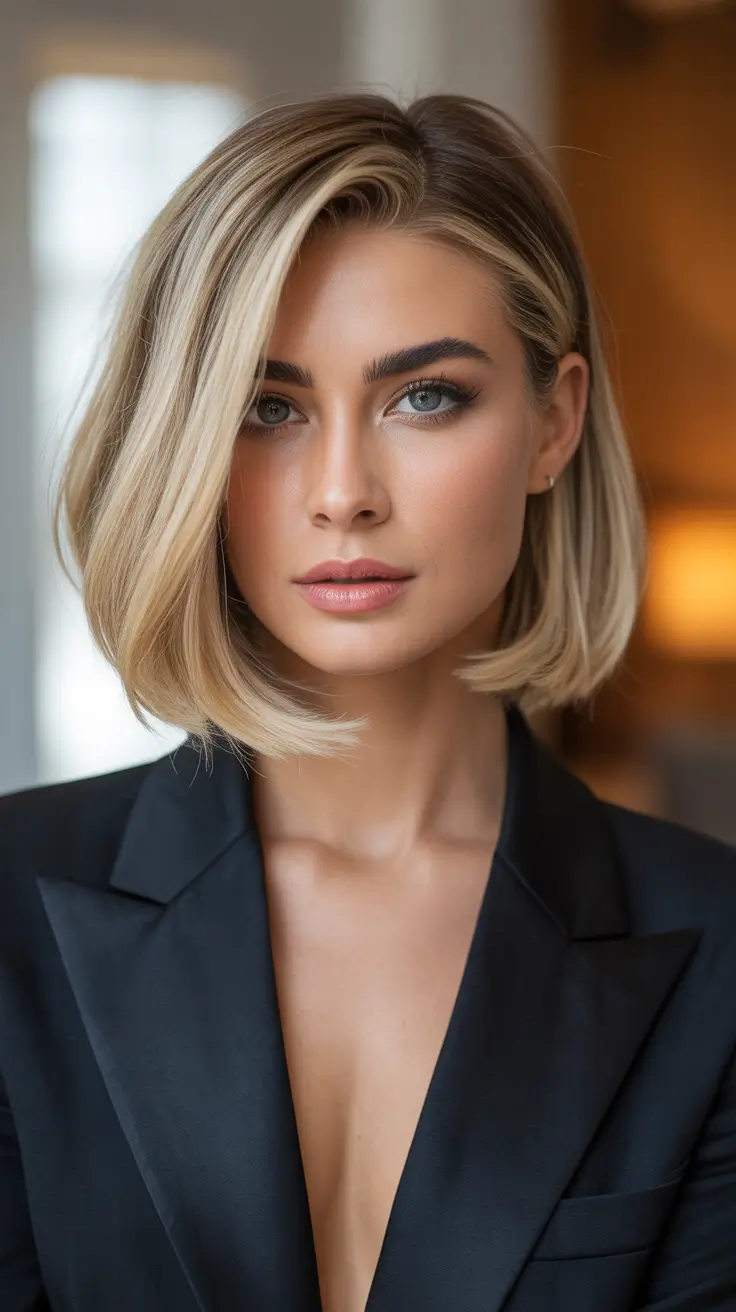 Formal Hairstyles Winter 2025-2026 Guide Polished Blonde Bob with Side Part
