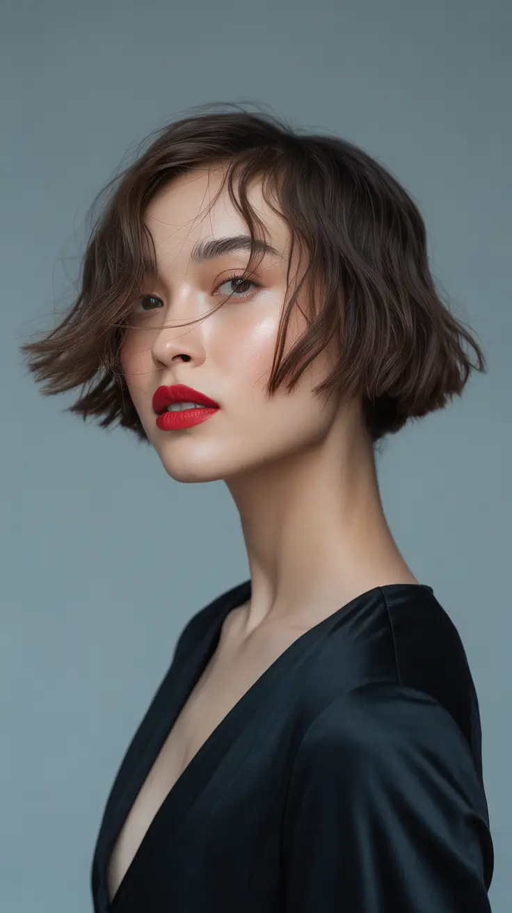 Formal Hairstyles Winter 2025-2026 Guide Wavy Short Bob with Red Lip Drama