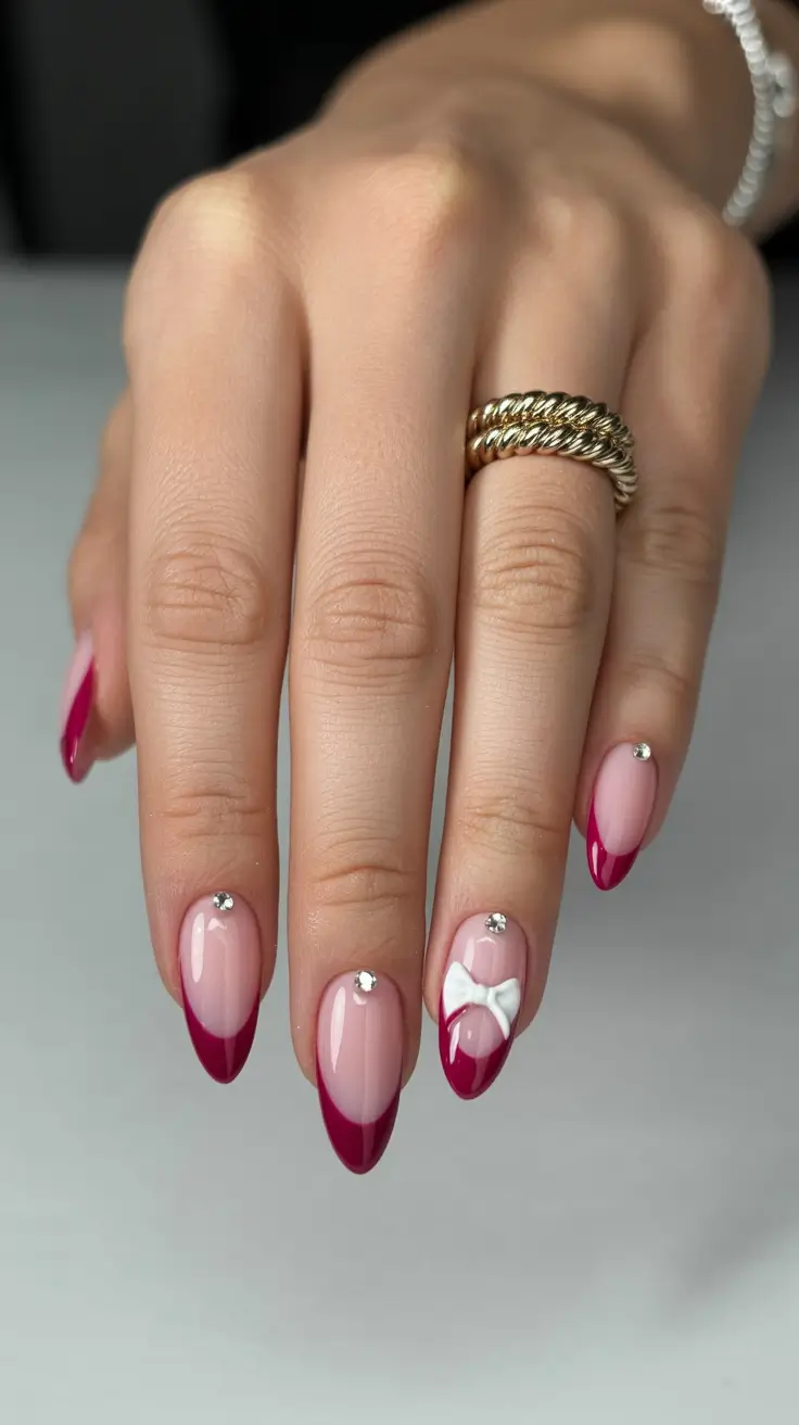 French Nail Ideas for Winter 2025-2026 Crimson Bow