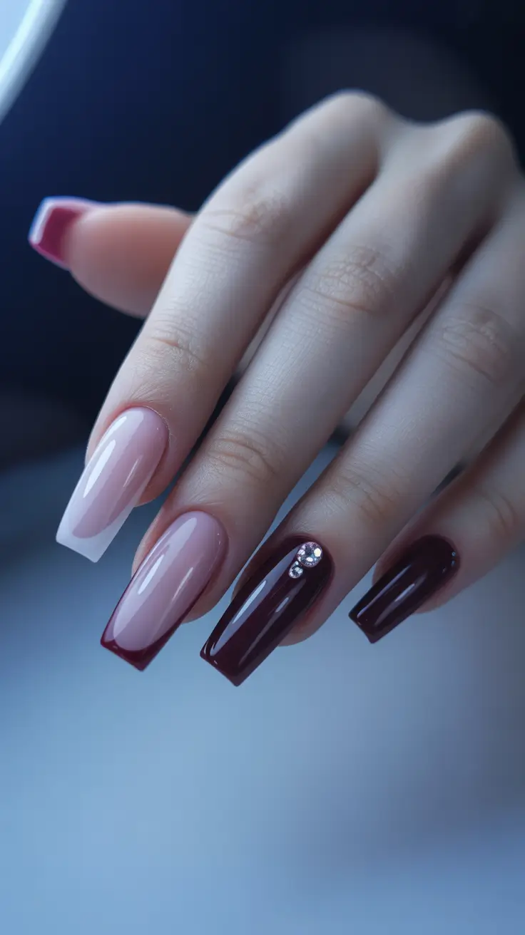 French Nail Ideas for Winter 2025-2026 Velvet Wine
