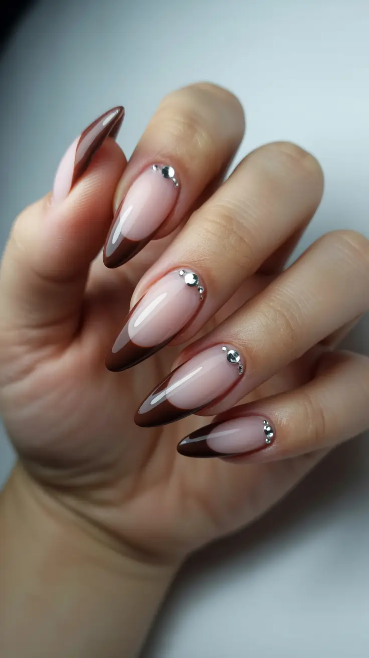 French Nail Ideas for Winter 2025-2026 Chocolate Gem