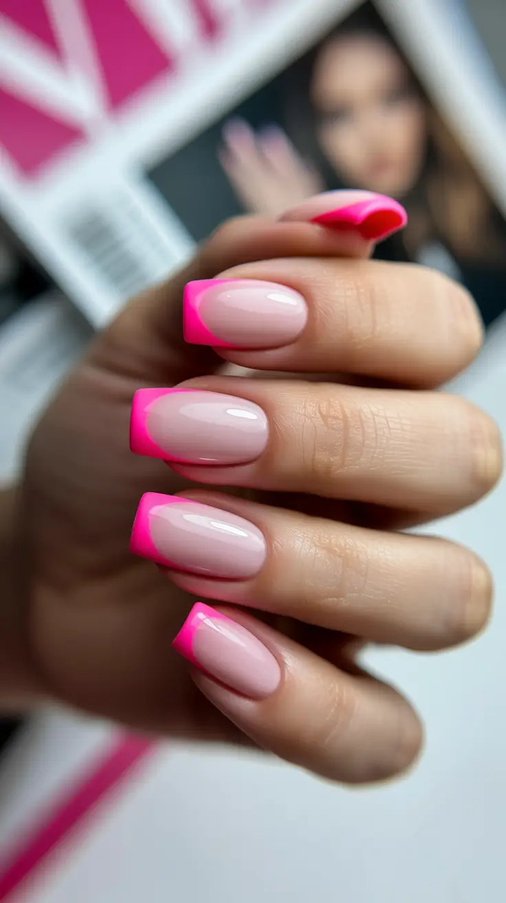 French Nail Ideas for Winter 2025-2026 Neon Bloom