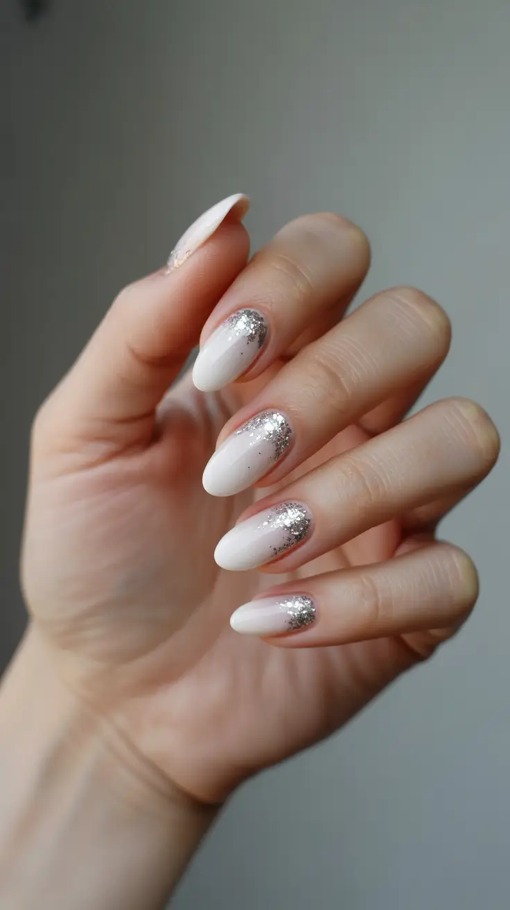 Fresh Almond Nail Inspiration Winter 2025-2026 Silver Snow Veil