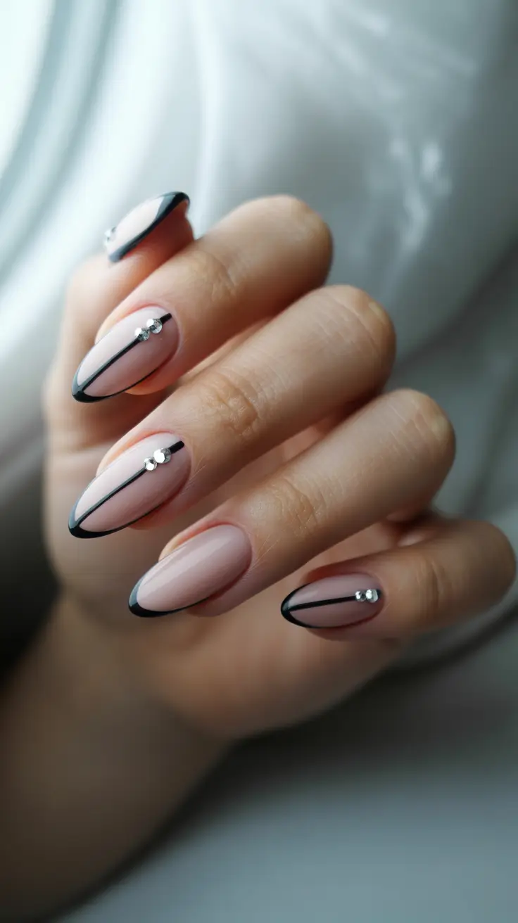Fresh Almond Nail Inspiration Winter 2025-2026 Black Diamond Line