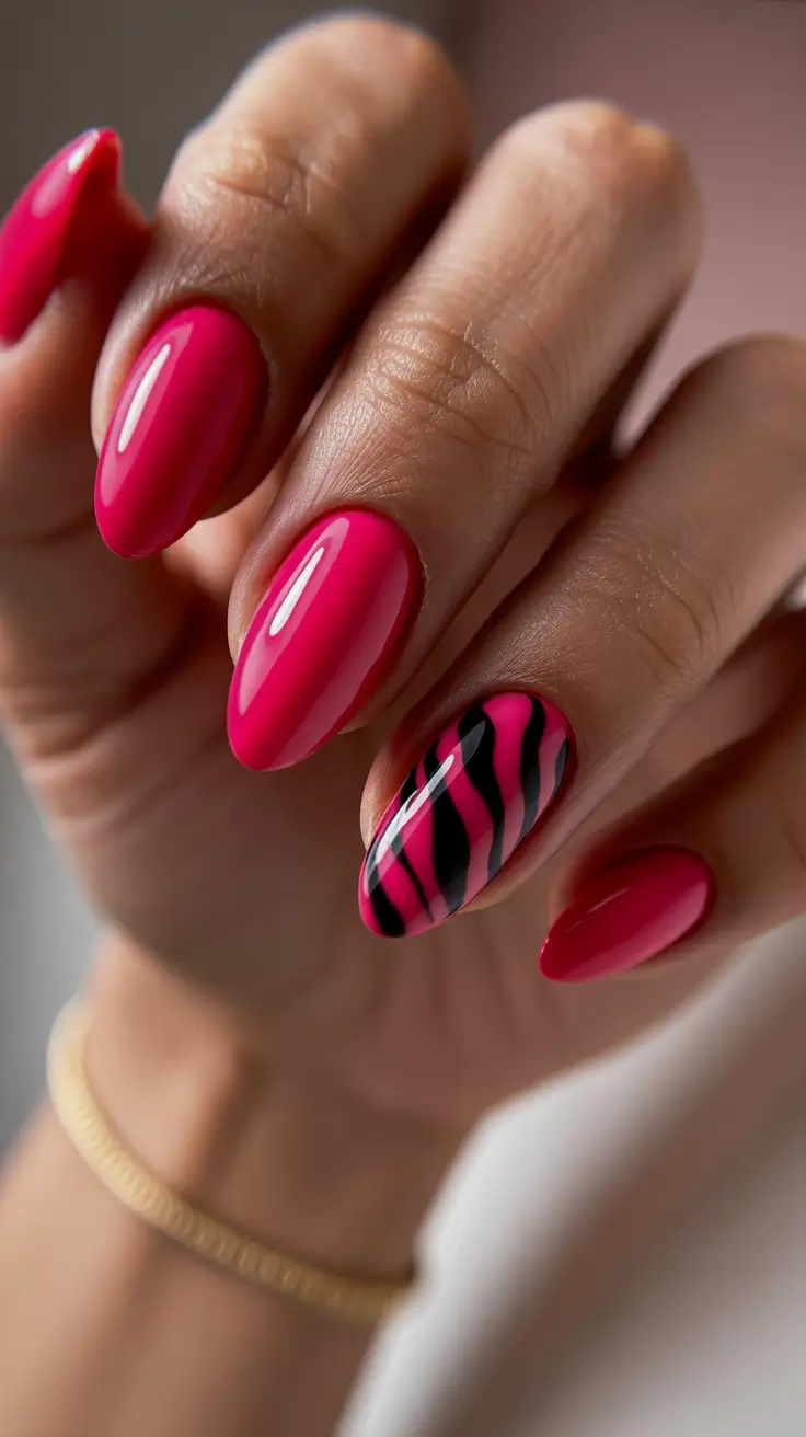 Fresh Almond Nail Inspiration Winter 2025-2026 Hot Pink Power