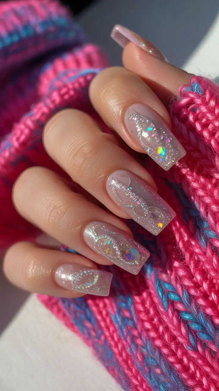 Gel Nail Trends Christmas 2025 Frosted Sparkle Magic