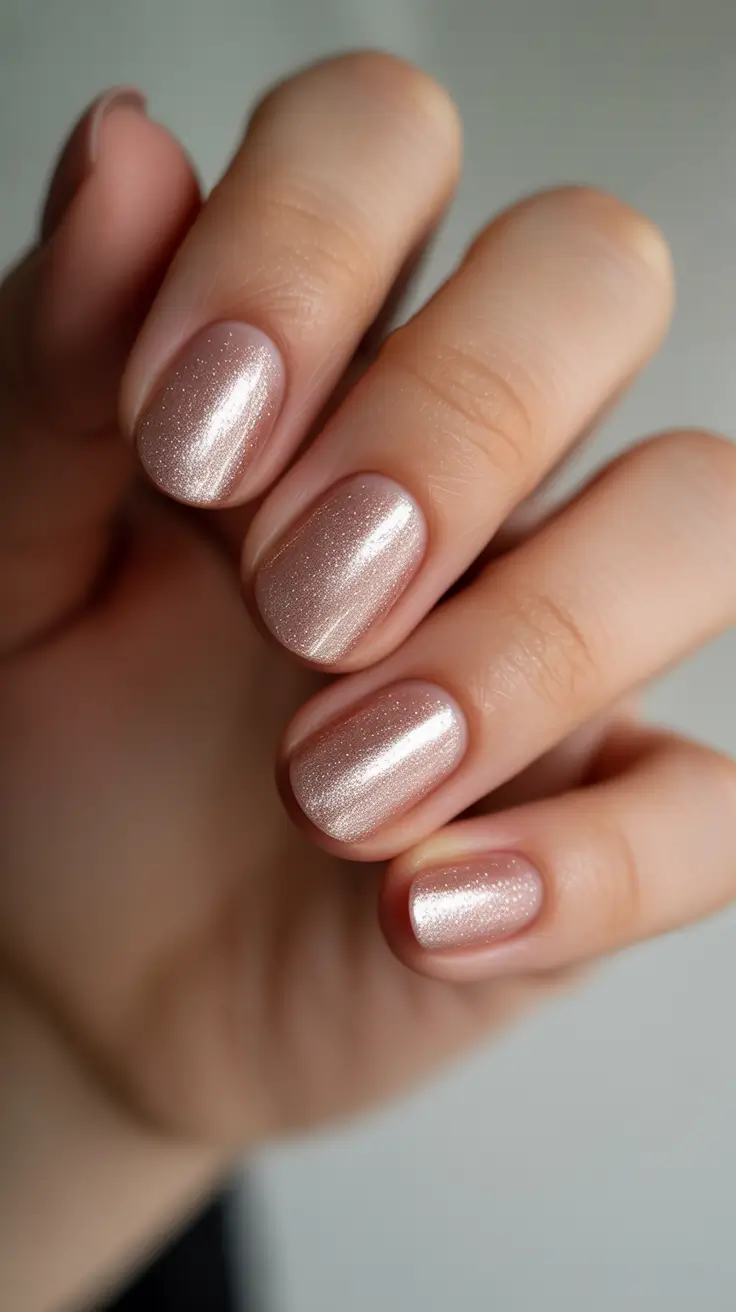 Gel Nail Trends Christmas 2025 Champagne Glow