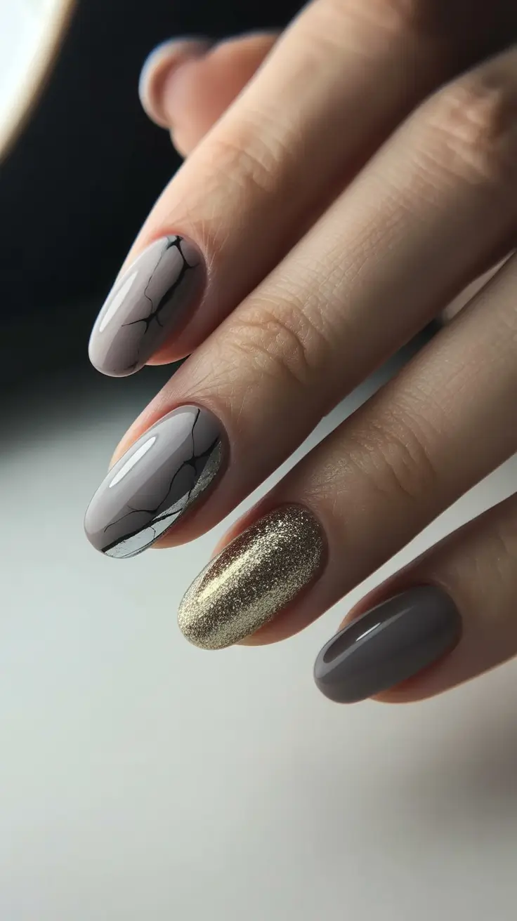 Gel Nail Trends Christmas 2025 Golden Smoke