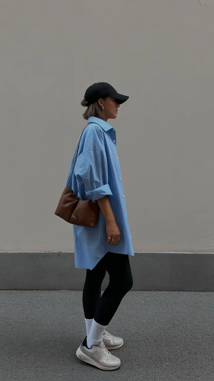 legging outfits ideas 2026 Cool Blue and Street Smart