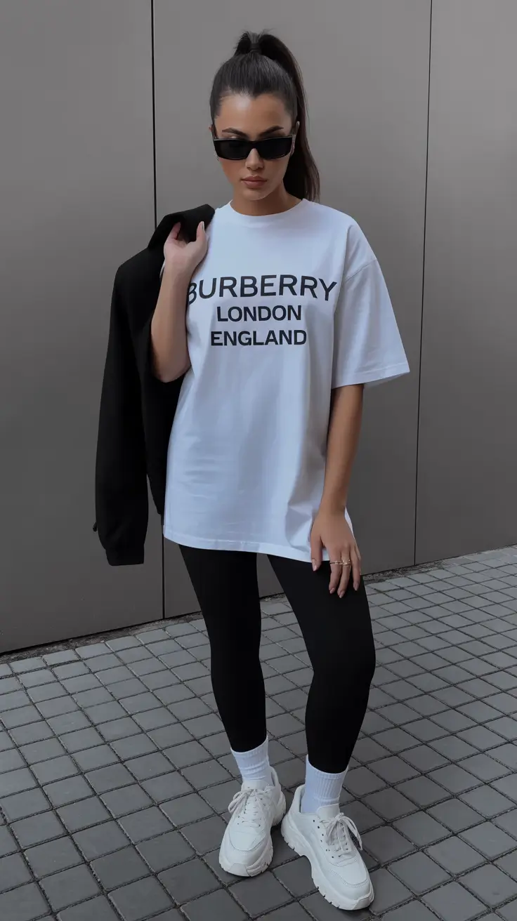 legging outfits ideas 2026 Bold Simplicity in Monochrome Streetwear