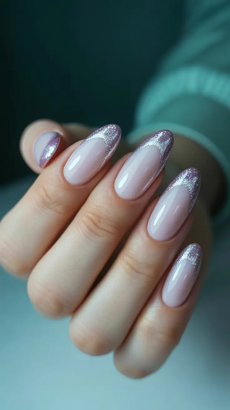 Modern Christmas Nails 2025 Soft Lilac French Glow