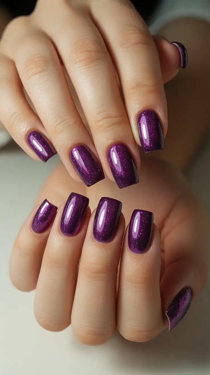 Modern Christmas Nails 2025 Plum Midnight Sparkle