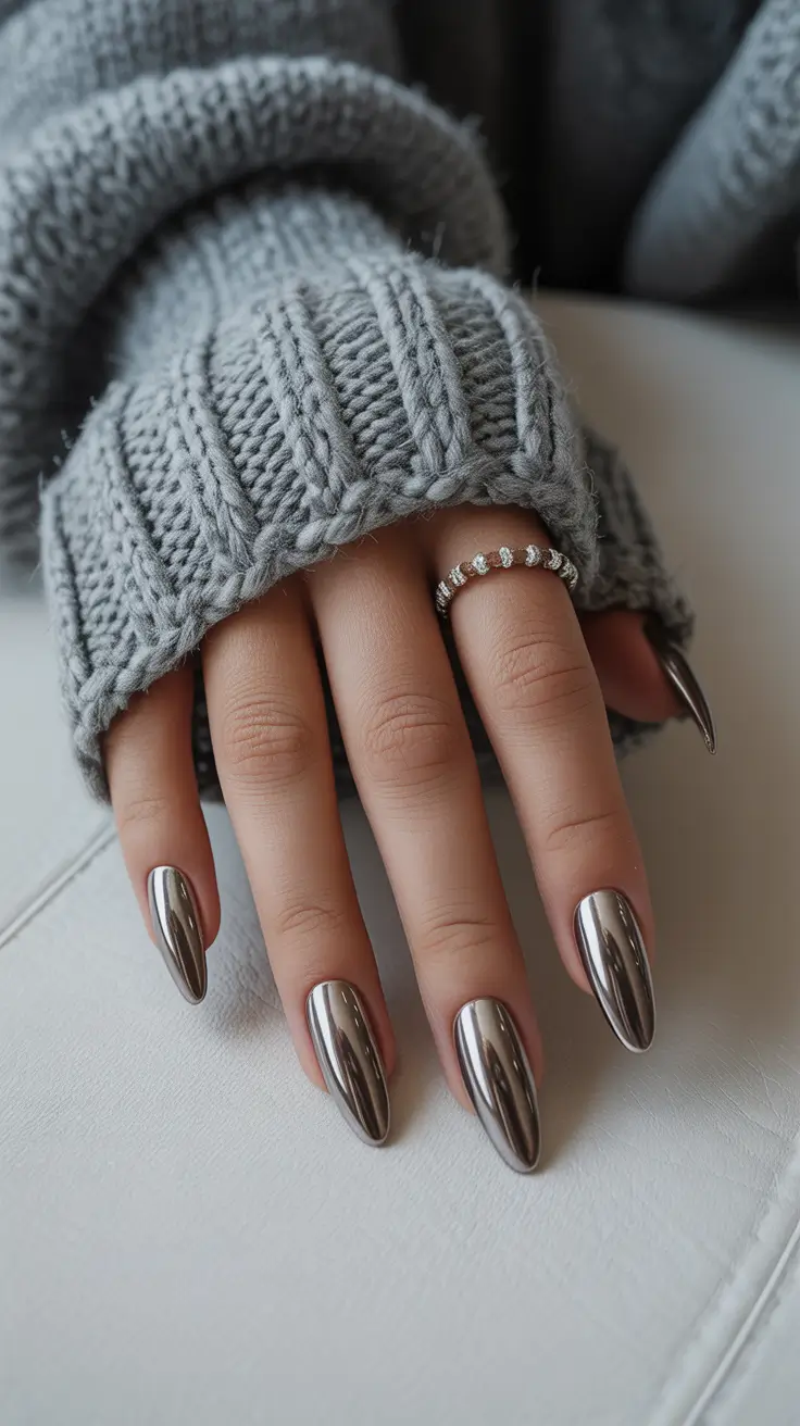 Modern Christmas Nails 2025 Chrome Mirror Magic