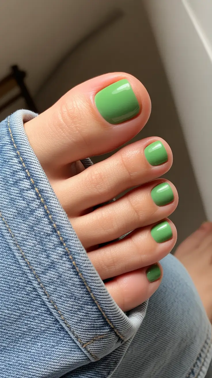 Modern Toe Nail Ideas for Winter 2025-2026 Fresh Meadow Green