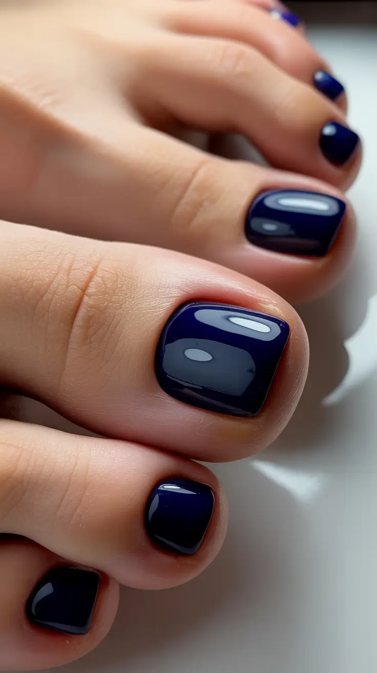 Modern Toe Nail Ideas for Winter 2025-2026 Royal Midnight Blue