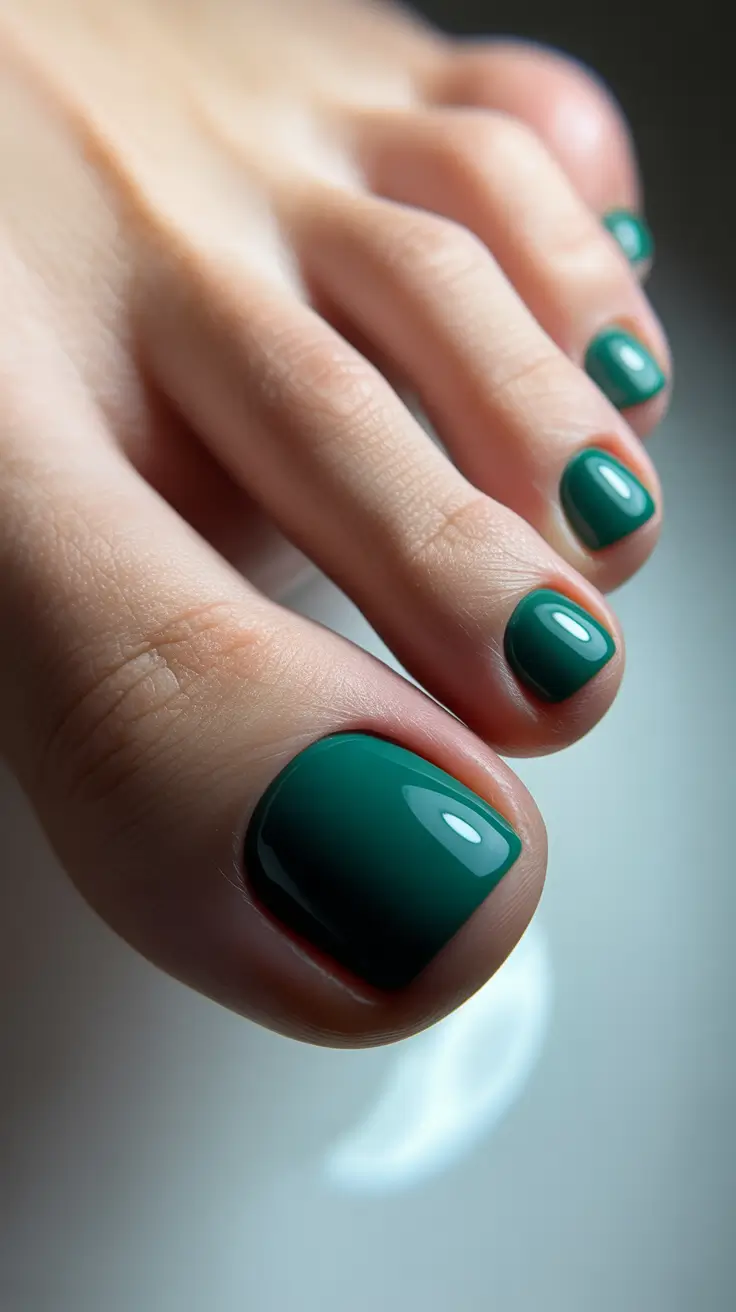 Modern Toe Nail Ideas for Winter 2025-2026 Emerald Velvet
