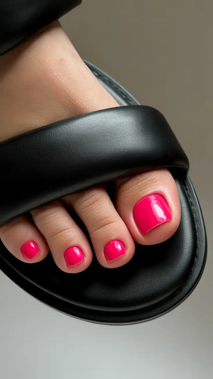 Modern Toe Nail Ideas for Winter 2025-2026 Fuchsia Glow