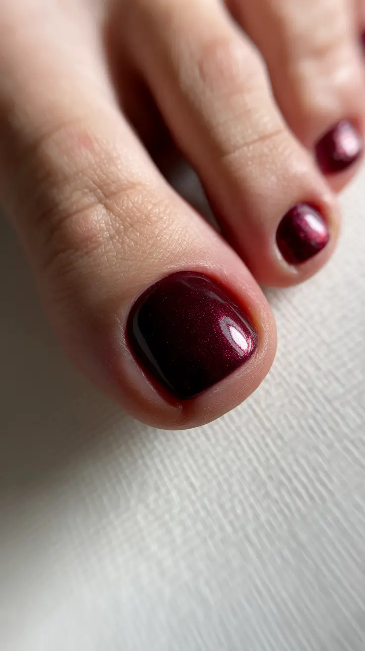 Modern Toe Nail Ideas for Winter 2025-2026 Mulled Wine Elegance