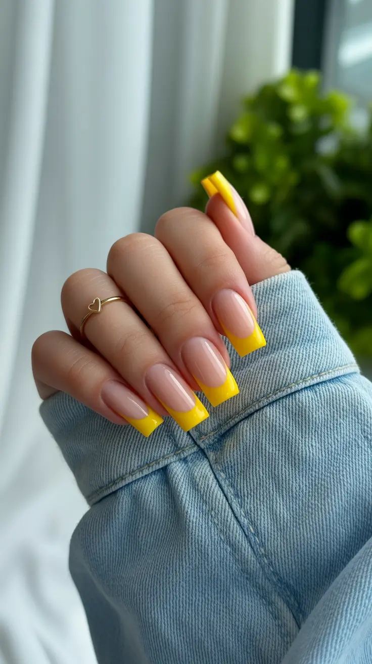 Nail Colors for Winter 2025-2026 Yellow French Glow