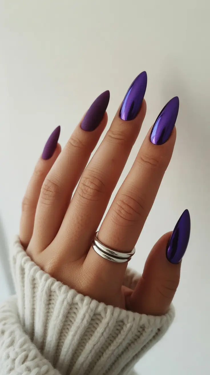 Nail Colors for Winter 2025-2026 Royal Chrome Purple
