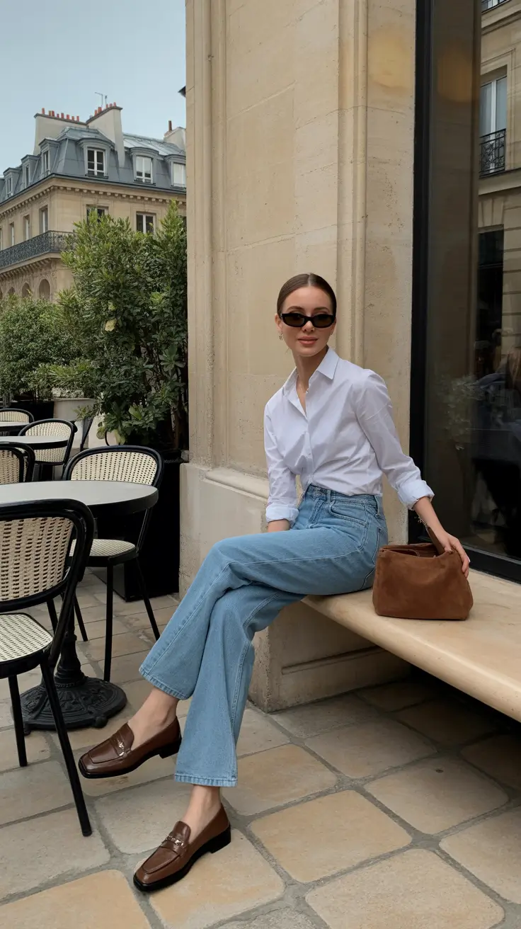 old money outfits for women 2026 Parisian Ease with Polished Denim