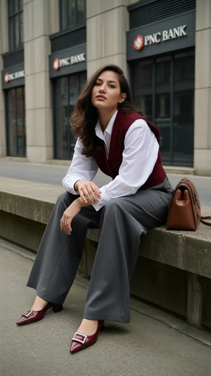 old money outfits for women 2026 Burgundy Sophistication with a Scholarly Twist