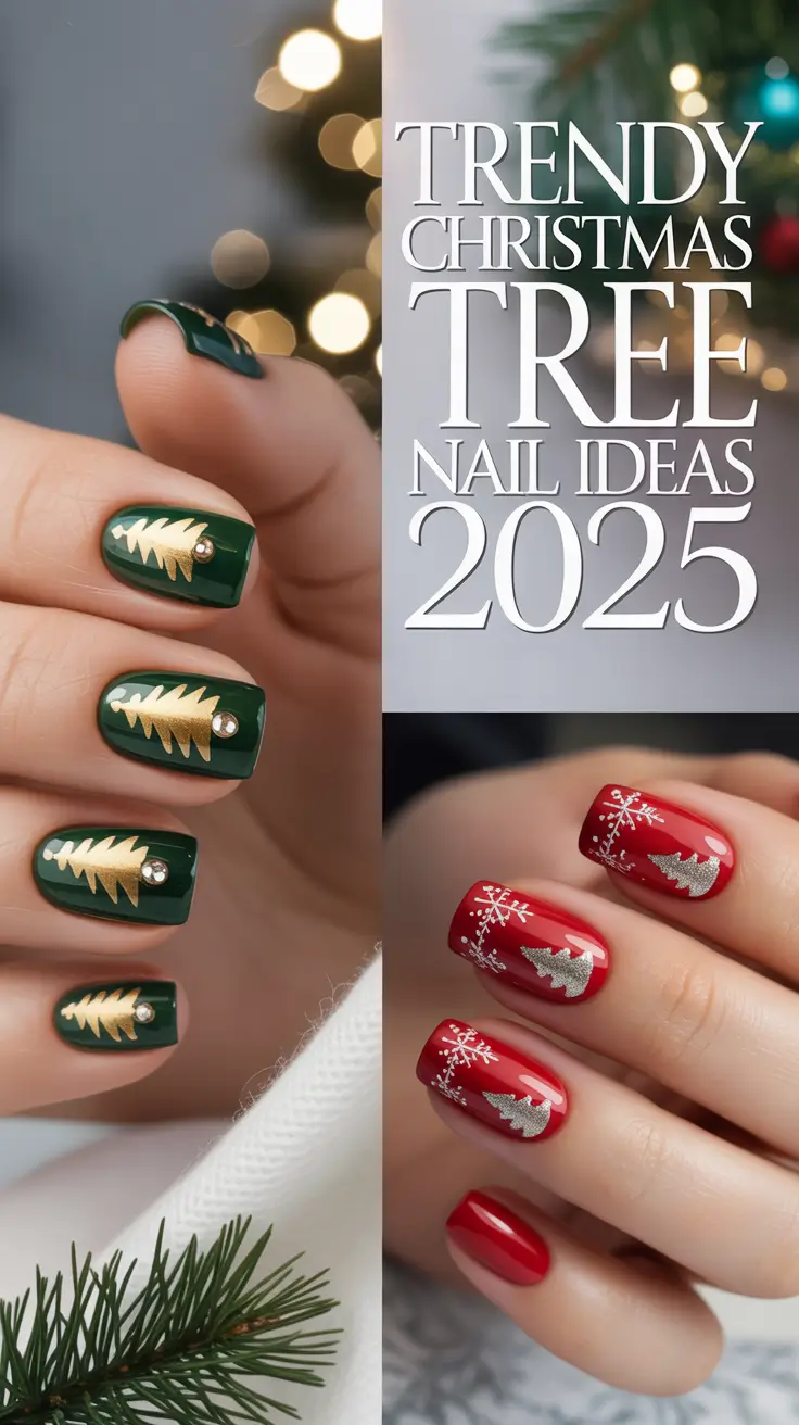 Trendy Christmas Tree Nail Ideas 2025: Gold & Green Holiday Art Designs to Try This Season