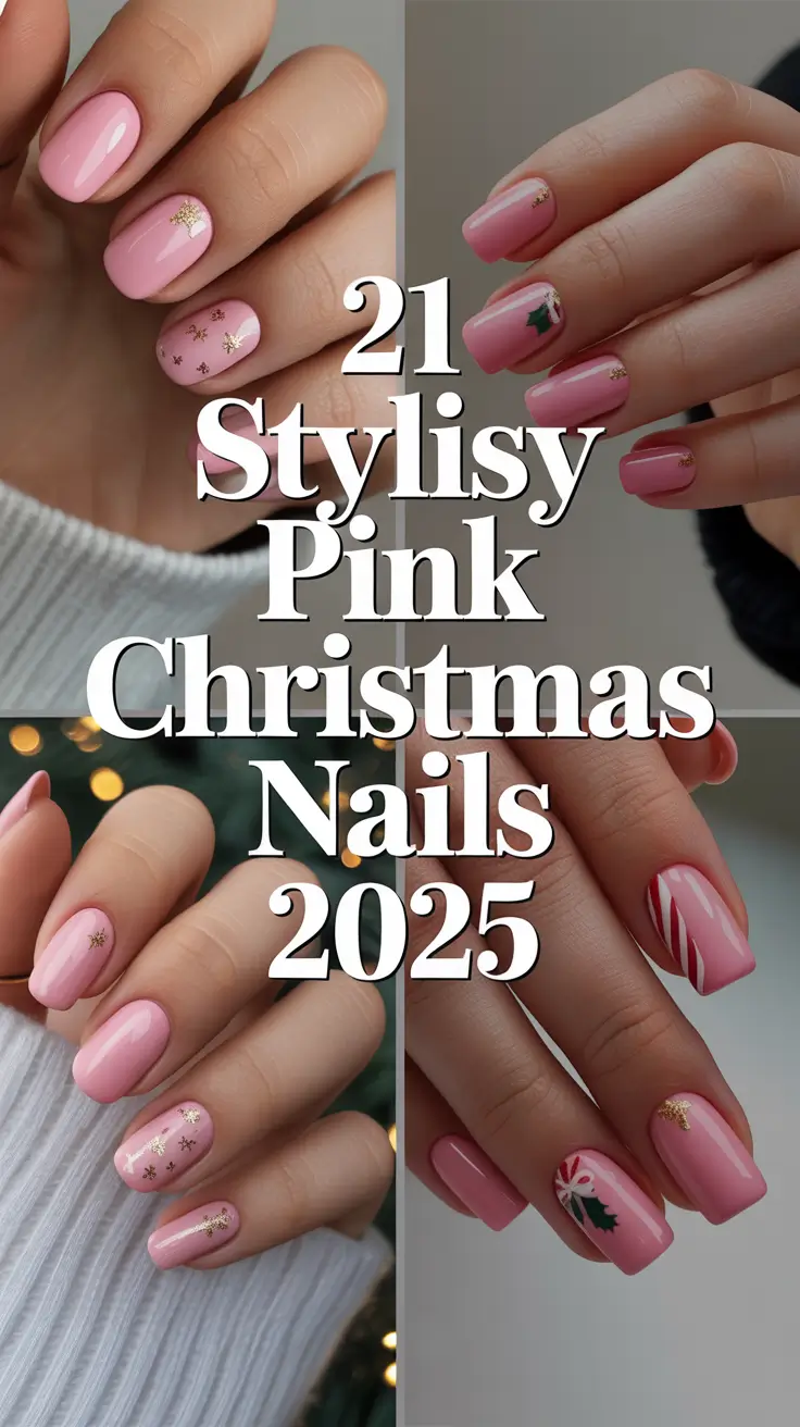Stylish Pink Christmas Nails 2025: Cute, Simple & Sparkling Holiday Designs