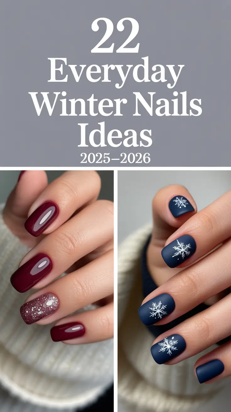 Everyday Winter Nails Ideas 2025–2026: Cute, Simple & Sparkly Designs for the Cold Season
