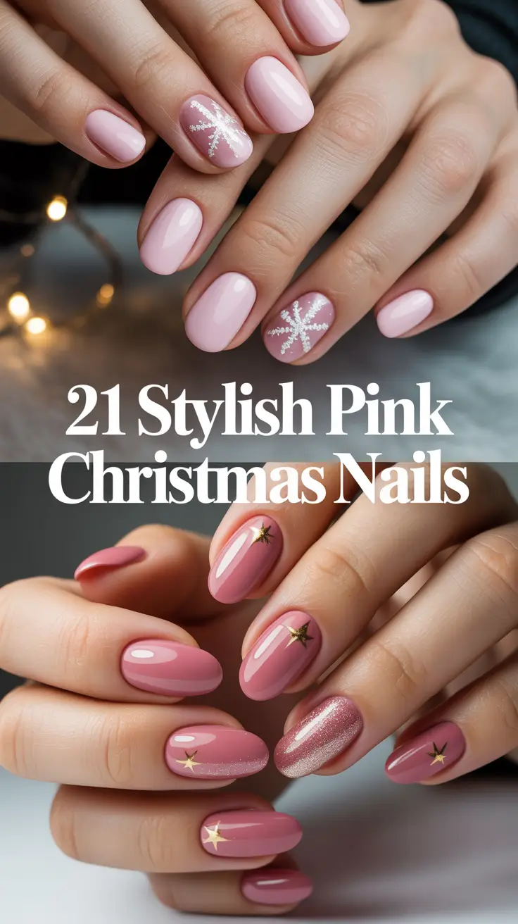 Stylish Pink Christmas Nails 2025: Cute, Simple & Sparkling Holiday Designs