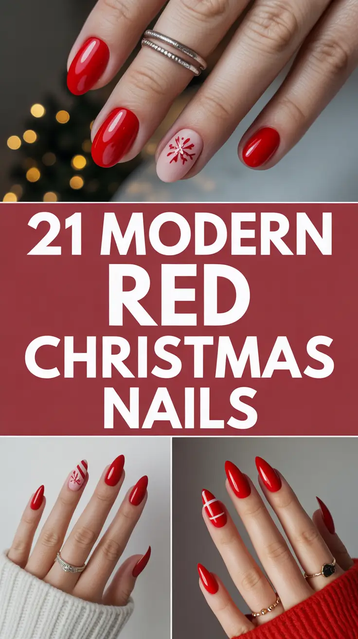 Modern Red Christmas Nails 2025: Trendy, Classy & Sparkly Holiday Designs