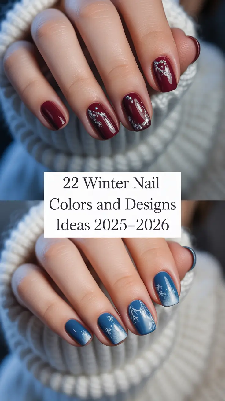 Winter Nail Colors and Designs Ideas 2025–2026: From Cozy Neutrals to Dark Holiday Glam