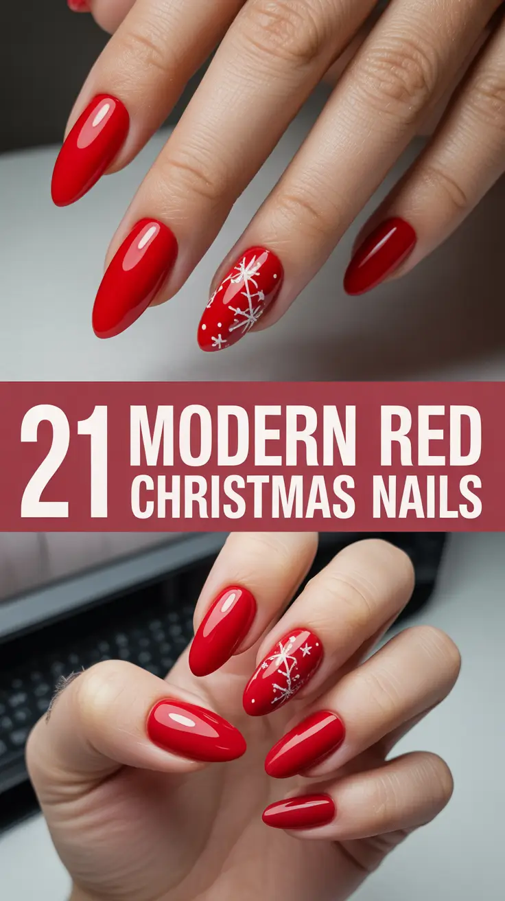 Modern Red Christmas Nails 2025: Trendy, Classy & Sparkly Holiday Designs