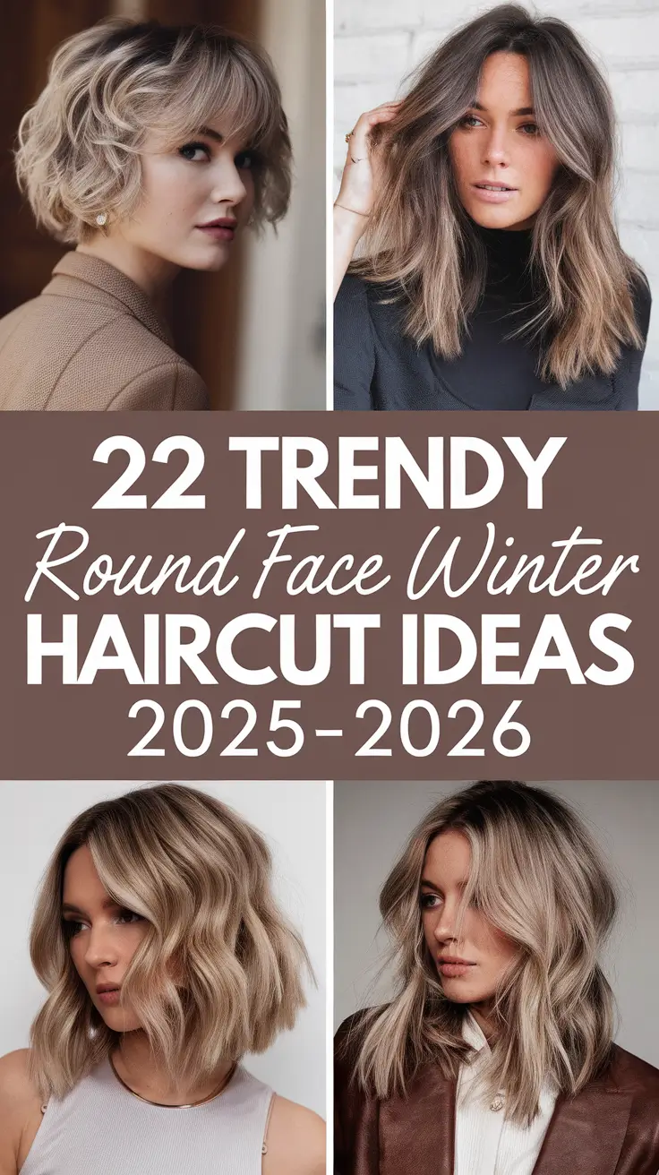 Trendy Round Face Winter Haircut Ideas 2025–2026: From French Bob to Long Layered Styles
