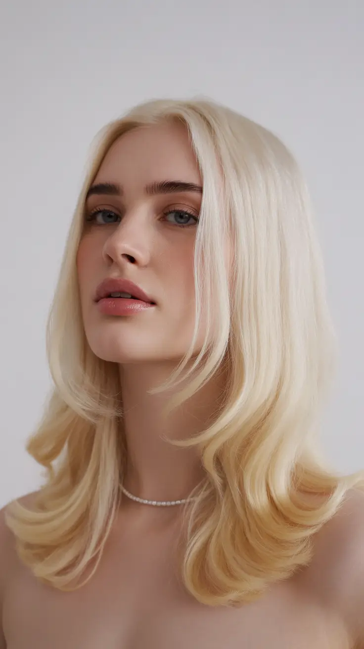 Stylish Hair Colors & Haircuts Winter 2025-2026 Butterfly Cut in Icy Platinum