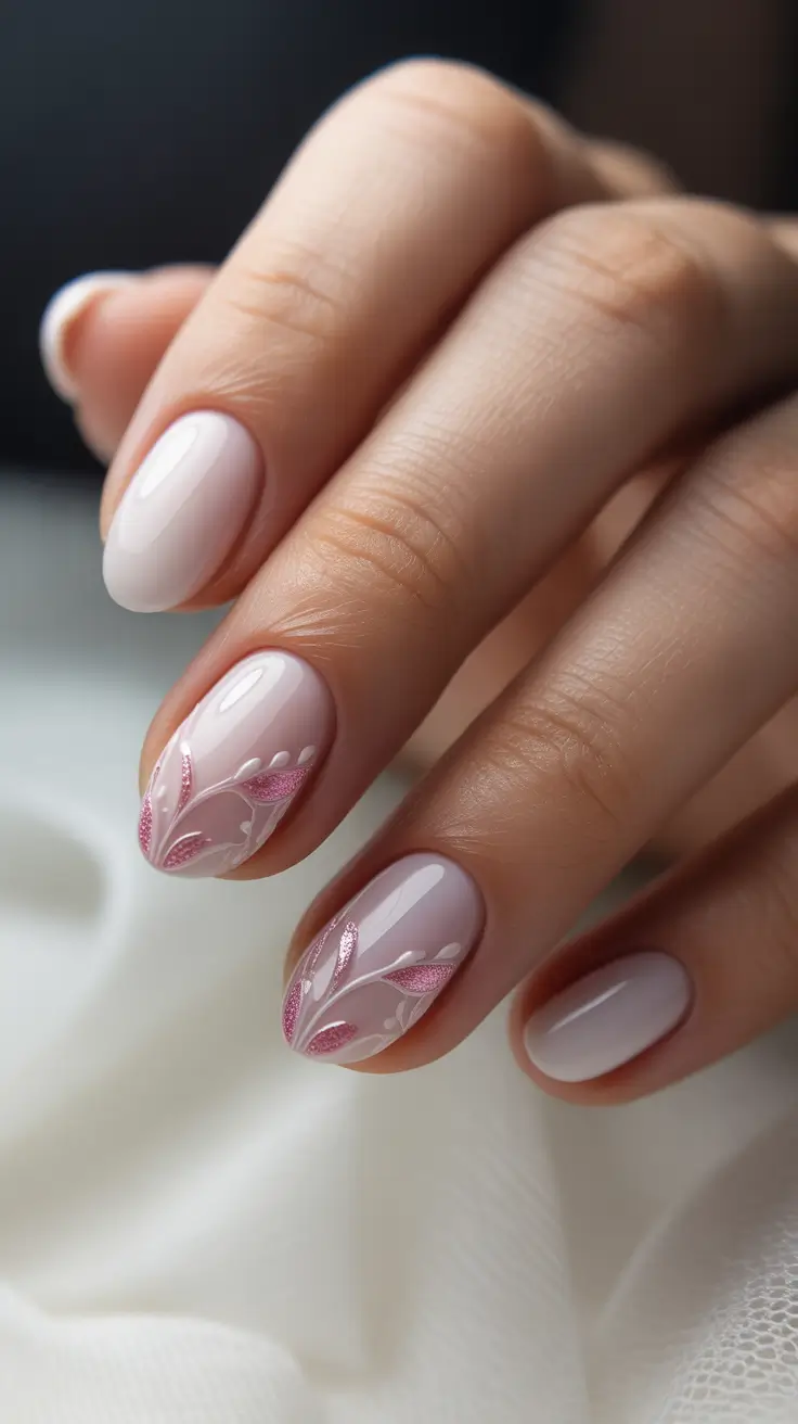 Stylish Pink Christmas Nails 2025 Frosted Petal Elegance