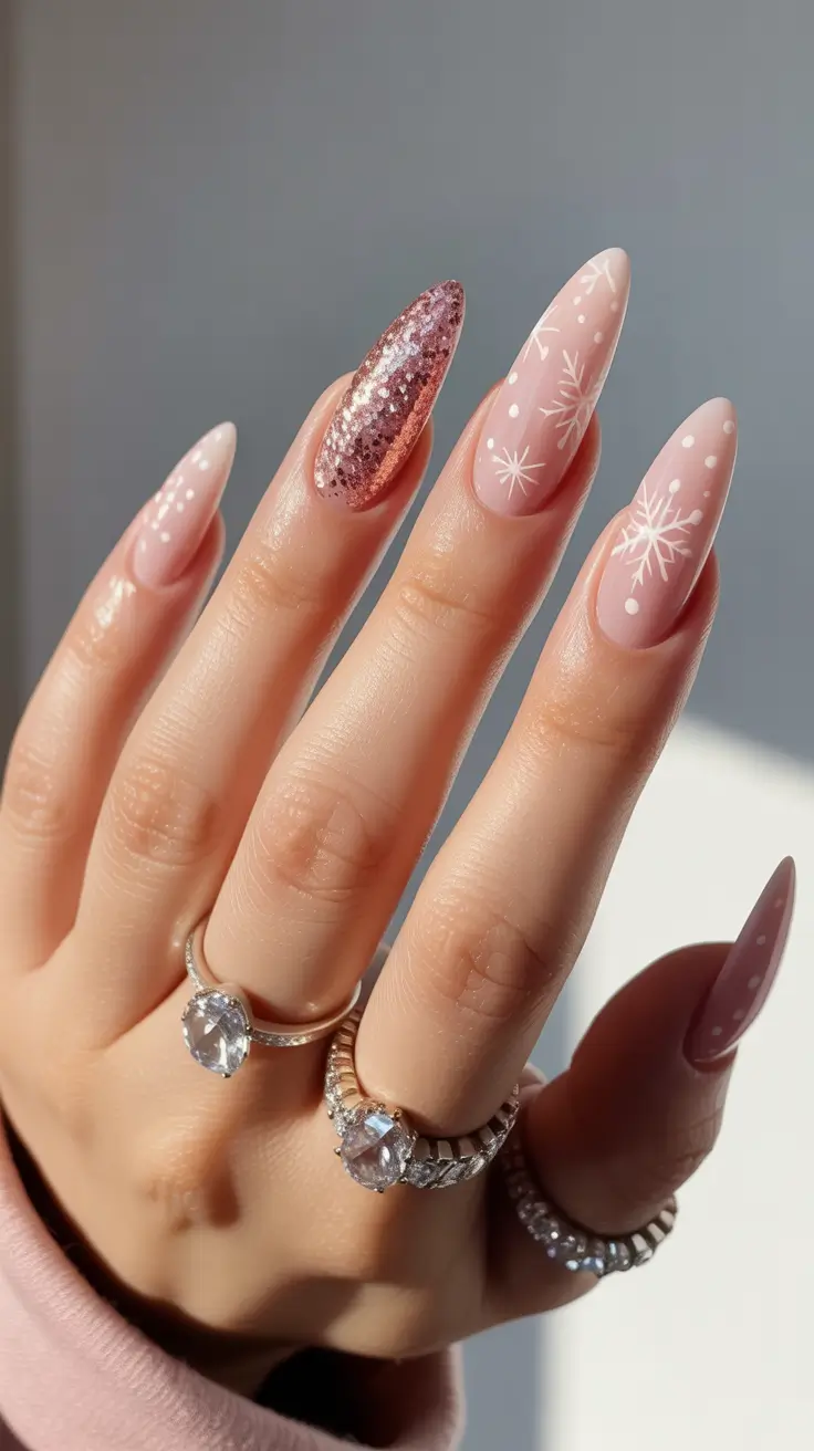 Stylish Pink Christmas Nails 2025 Rose Quartz Winter Charm