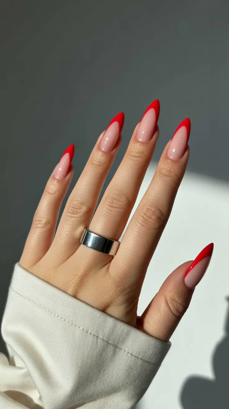 Stylish Red Manicure Winter 2025-2026 Modern Scarlet French