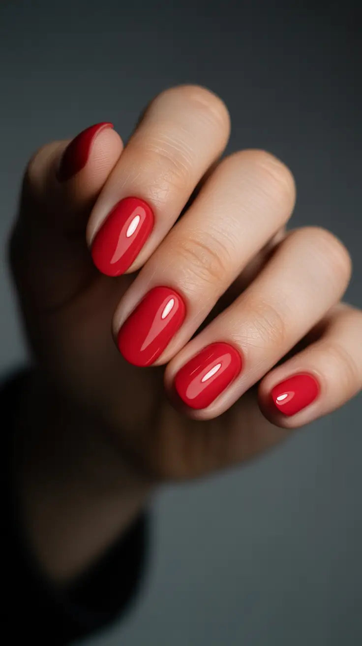 Stylish Red Manicure Winter 2025-2026 Minimal Ruby Shorties