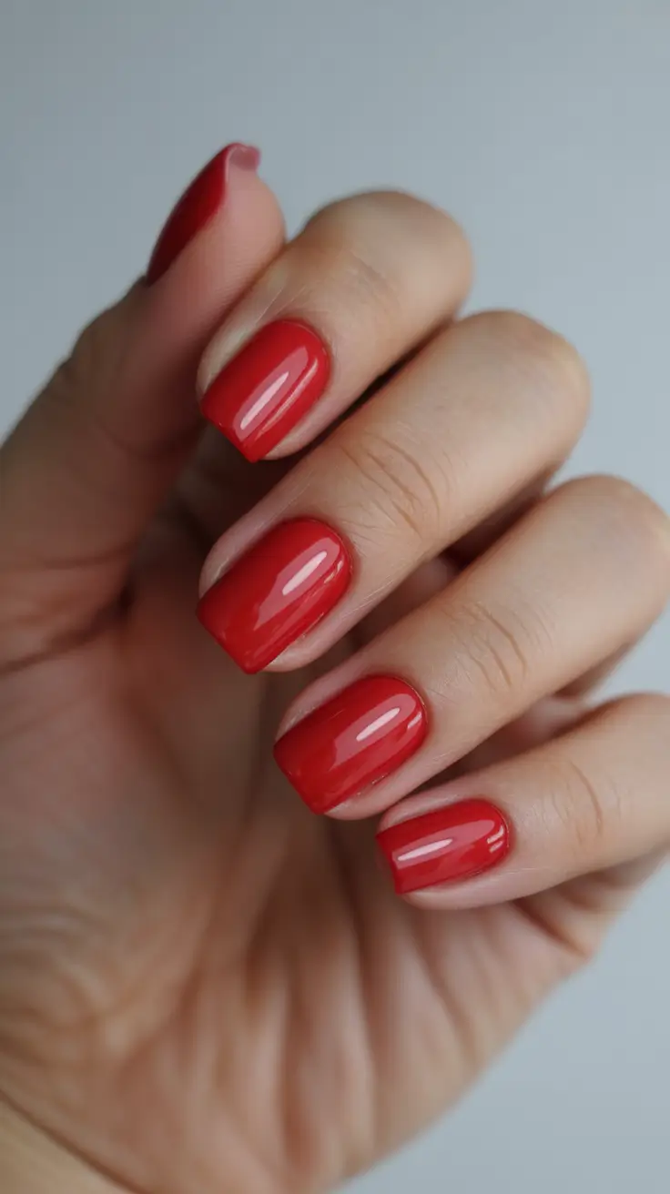 Stylish Red Manicure Winter 2025-2026 Classic Glossy Square