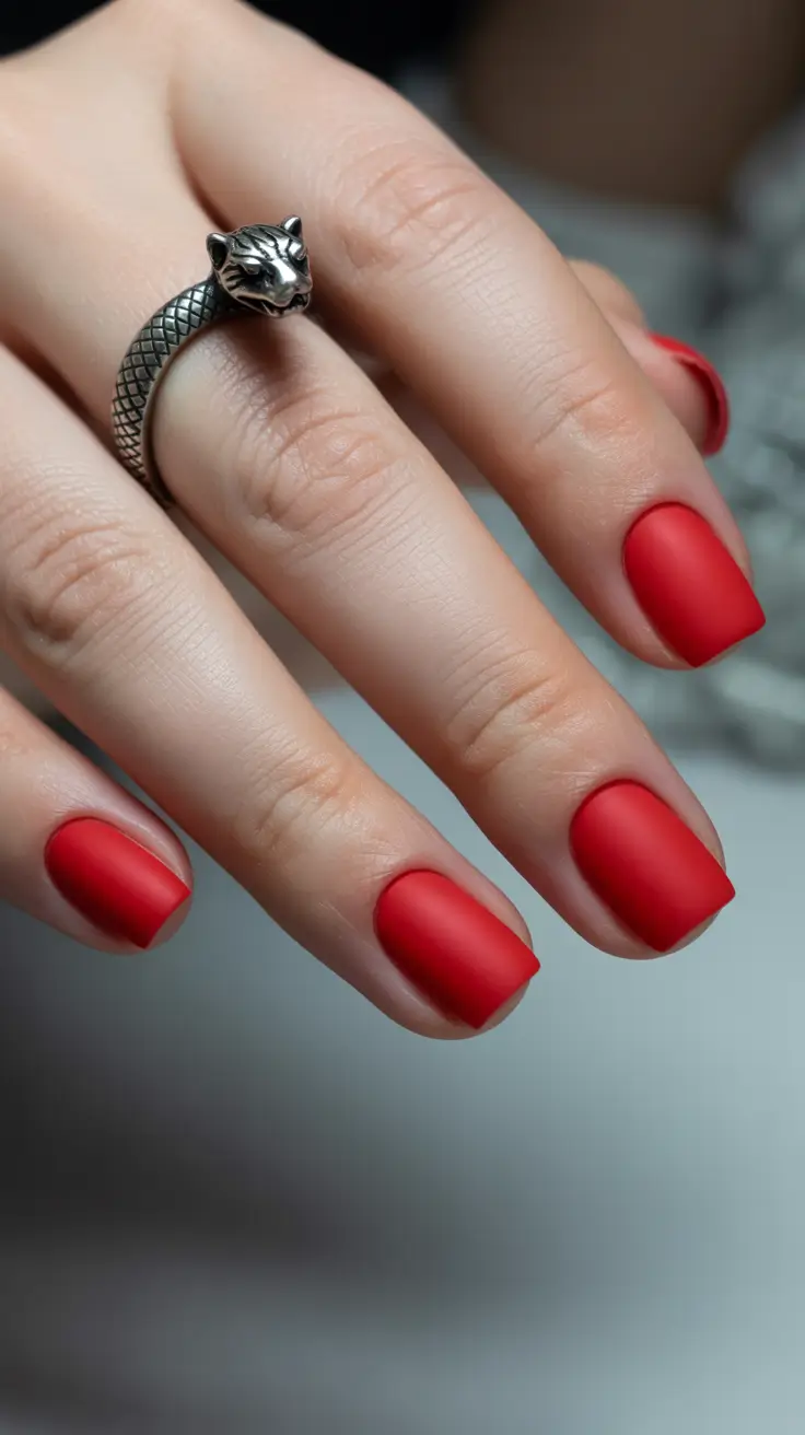 Stylish Red Manicure Winter 2025-2026 Velvet Cherry Minimalism