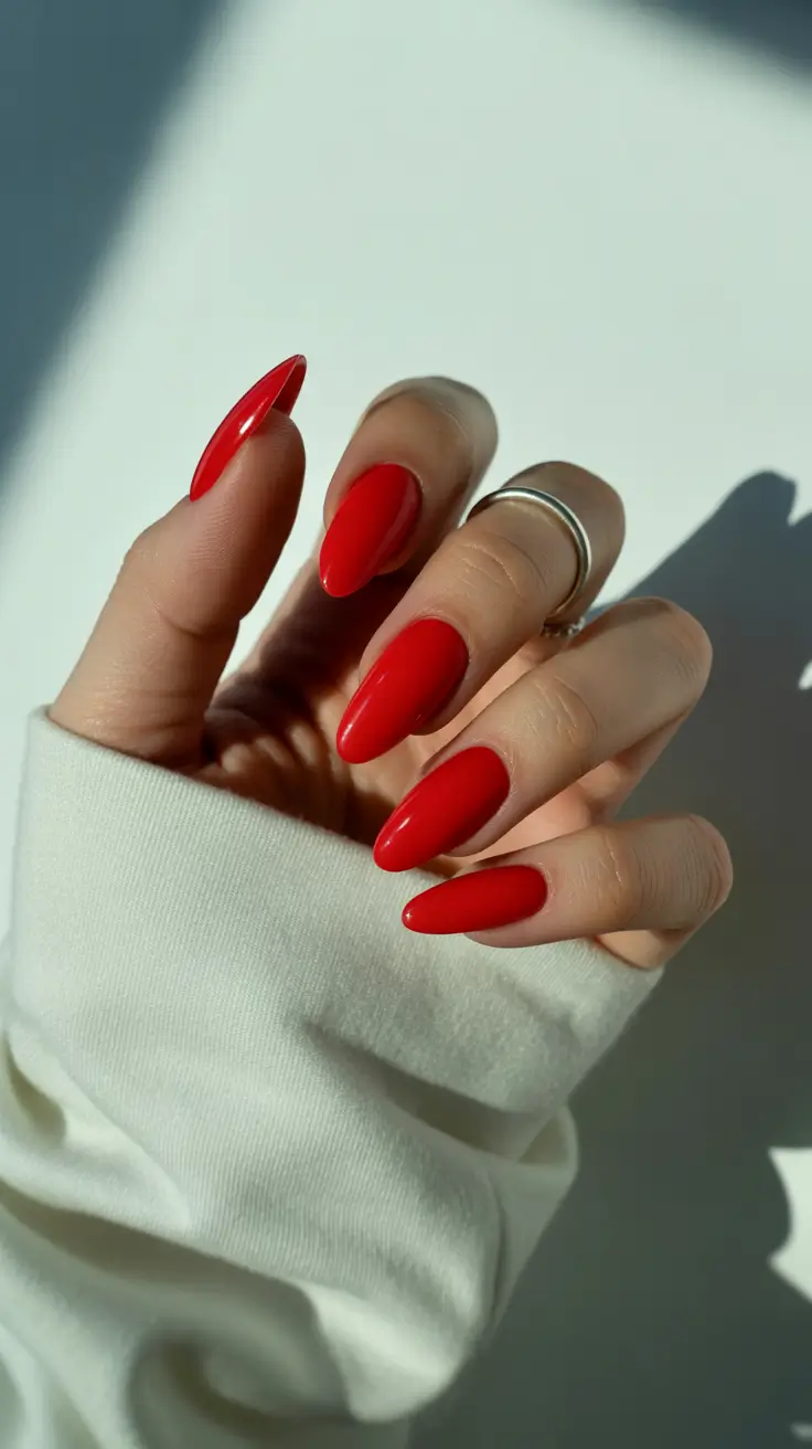 Stylish Red Manicure Winter 2025-2026 Soft Crimson Perfection