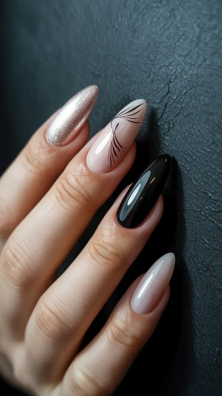 Trendy Black Nail Ideas for Christmas 2025 Rose and Ink Harmony