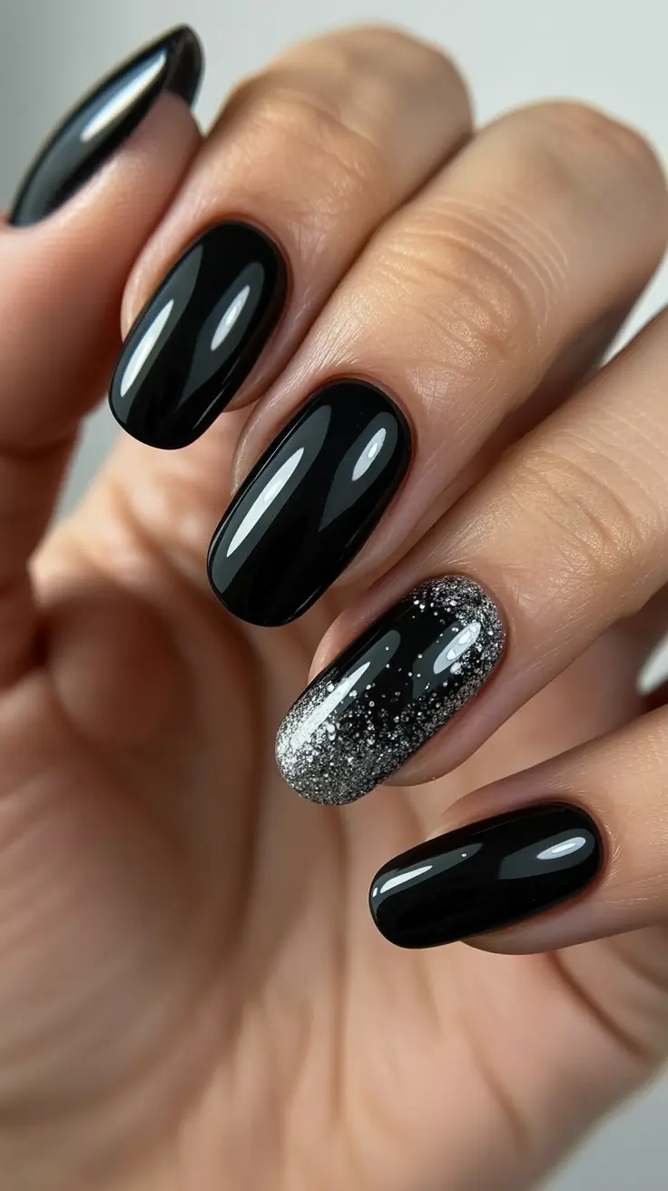 Trendy Black Nail Ideas for Christmas 2025 Black Diamond Simplicity