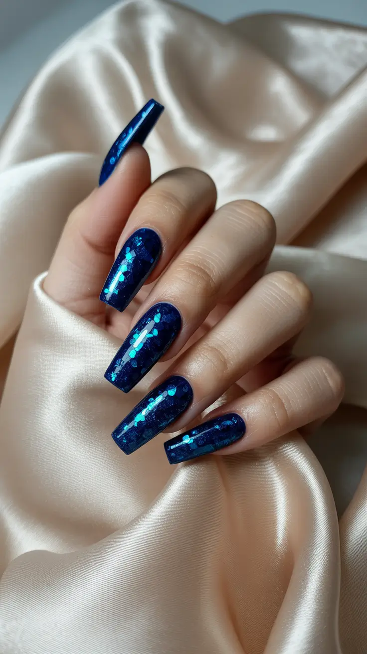 Trendy Christmas Nail Colors 2025 Sapphire Shine