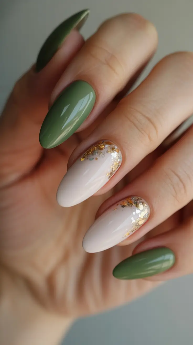 Trendy Christmas Nail Colors 2025 Olive Frost Elegance